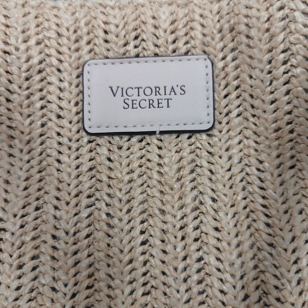 Victoria's Secret Limited Edition Beige Woven Tropical Lined Beach Tote Bag NWT